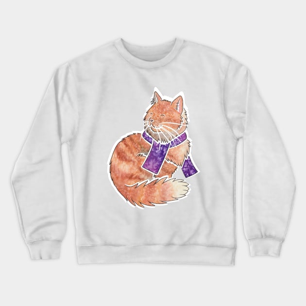 Watercolour Maine Coon cat Crewneck Sweatshirt by animalartbyjess